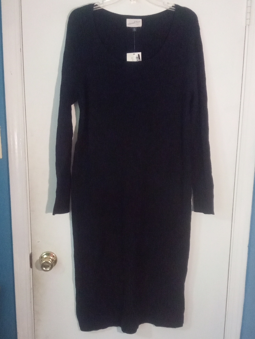 * Universal Thread Black Long Sleeve V-Neck Knit Sweater Dress XXL NWT $40